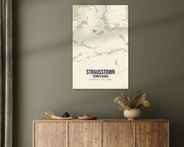 Carte ancienne de Strausstown (Pennsylvanie), USA. sur Rezona