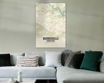 Vintage landkaart van Wernersville (Pennsylvania), USA. van MijnStadsPoster