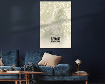 Vintage landkaart van Reading (Pennsylvania), USA. van Rezona