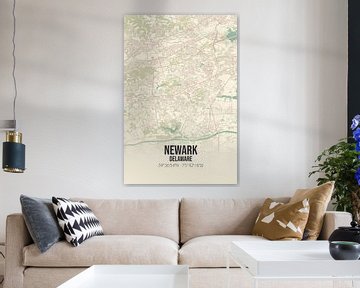 Vintage landkaart van Newark (Delaware), USA. van Rezona