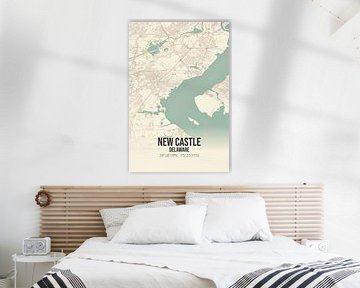 Vintage landkaart van New Castle (Delaware), USA. van MijnStadsPoster