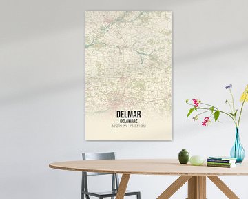 Vintage landkaart van Delmar (Delaware), USA. van Rezona