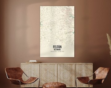 Vintage landkaart van Felton (Delaware), USA. van MijnStadsPoster