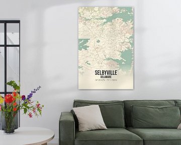 Vintage map of Selbyville (Delaware), USA. by Rezona