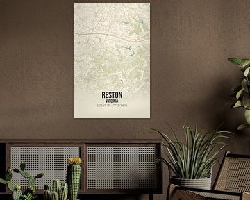 Vintage landkaart van Reston (Virginia), USA. van MijnStadsPoster