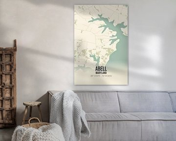 Vintage landkaart van Abell (Maryland), USA. van Rezona