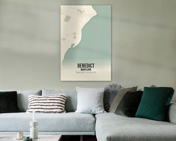 Vintage landkaart van Benedict (Maryland), USA. van MijnStadsPoster