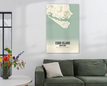 Vintage landkaart van Cobb Island (Maryland), USA. van Rezona