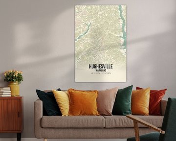 Vintage landkaart van Hughesville (Maryland), USA. van MijnStadsPoster