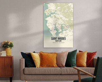 Carte ancienne de Saint Inigoes (Maryland), USA.