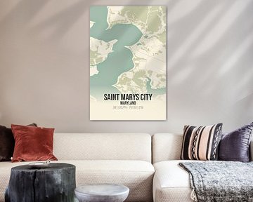 Carte ancienne de Saint Marys City (Maryland), USA. sur Rezona