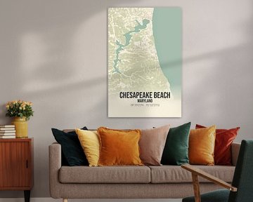 Vintage landkaart van Chesapeake Beach (Maryland), USA. van MijnStadsPoster