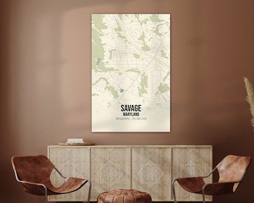 Vintage landkaart van Savage (Maryland), USA. van MijnStadsPoster