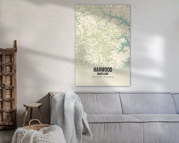 Vintage landkaart van Harwood (Maryland), USA. van MijnStadsPoster