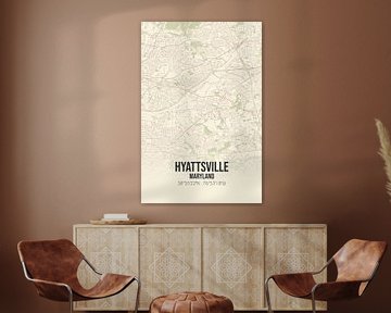 Vintage landkaart van Hyattsville (Maryland), USA. van MijnStadsPoster