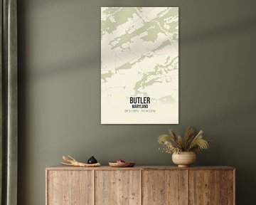 Vintage landkaart van Butler (Maryland), USA. van MijnStadsPoster