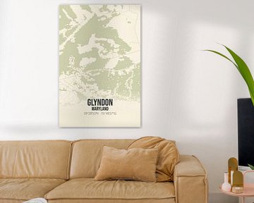 Vintage landkaart van Glyndon (Maryland), USA. van MijnStadsPoster