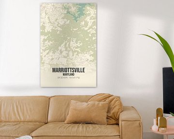 Vintage landkaart van Marriottsville (Maryland), USA. van MijnStadsPoster