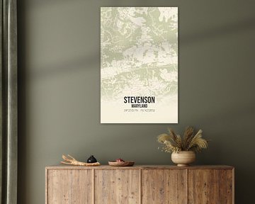 Vintage landkaart van Stevenson (Maryland), USA. van MijnStadsPoster