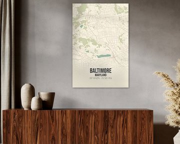 Carte ancienne de Baltimore (Maryland), Etats-Unis. sur Rezona