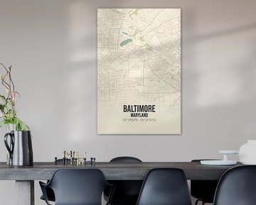 Vintage landkaart van Baltimore (Maryland), USA. van Rezona