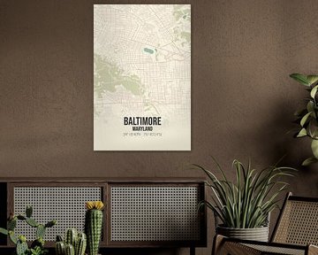 Vintage landkaart van Baltimore (Maryland), USA. van Rezona