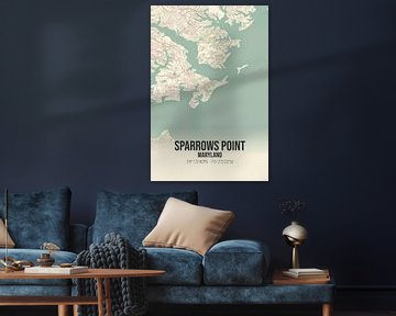 Vintage landkaart van Sparrows Point (Maryland), USA. van MijnStadsPoster