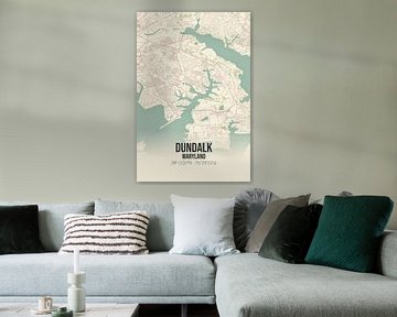 Vintage landkaart van Dundalk (Maryland), USA. van MijnStadsPoster
