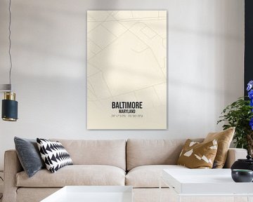 Alte Karte von Baltimore (Maryland), USA. von Rezona