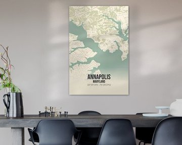 Vintage landkaart van Annapolis (Maryland), USA. van MijnStadsPoster