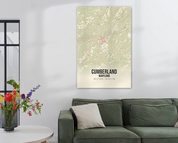 Vintage landkaart van Cumberland (Maryland), USA. van MijnStadsPoster