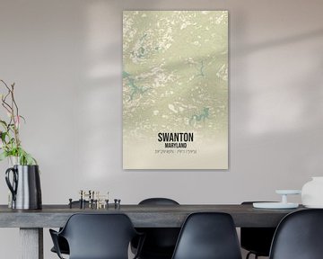 Vintage landkaart van Swanton (Maryland), USA. van Rezona