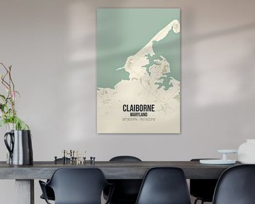 Vintage landkaart van Claiborne (Maryland), USA. van MijnStadsPoster