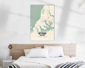 Vintage landkaart van Wittman (Maryland), USA. van MijnStadsPoster