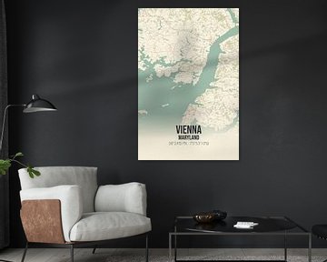 Vintage landkaart van Vienna (Maryland), USA. van MijnStadsPoster