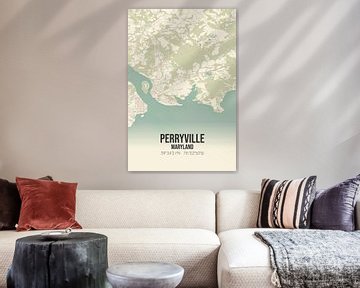 Vintage landkaart van Perryville (Maryland), USA. van MijnStadsPoster
