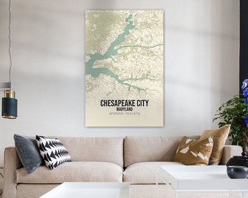 Vintage landkaart van Chesapeake City (Maryland), USA. van MijnStadsPoster