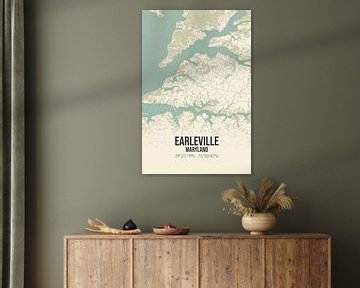 Vintage landkaart van Earleville (Maryland), USA. van MijnStadsPoster