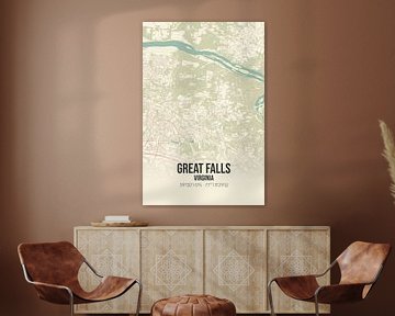 Vintage landkaart van Great Falls (Virginia), USA. van Rezona