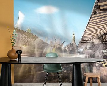 Drukte op de Vismarkt van Groningen by Jelmer Jeuring