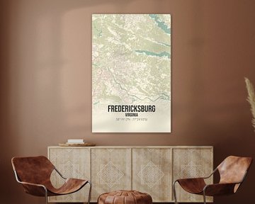 Vintage landkaart van Fredericksburg (Virginia), USA. van Rezona