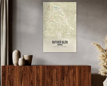 Carte ancienne de Ruther Glen (Virginie), USA. sur Rezona