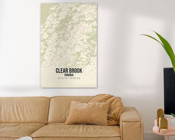 Vintage landkaart van Clear Brook (Virginia), USA. van MijnStadsPoster
