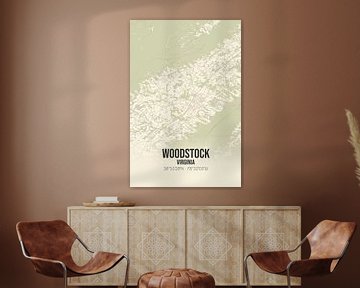 Vintage landkaart van Woodstock (Virginia), USA. van Rezona
