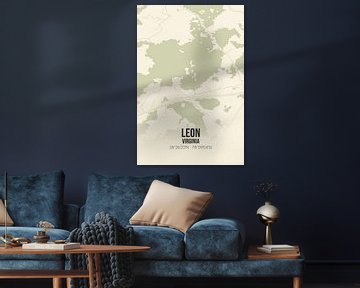 Carte ancienne de Leon (Virginie), USA. sur Rezona