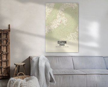Vintage landkaart van Elkton (Virginia), USA. van MijnStadsPoster