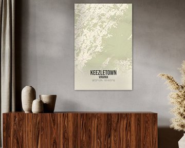 Carte ancienne de Keezletown (Virginie), USA.