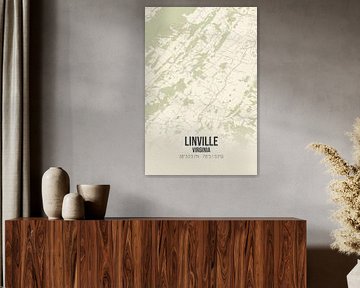 Carte ancienne de Linville (Virginie), USA.