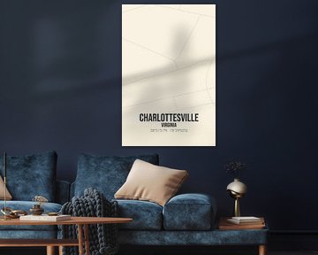 Carte ancienne de Charlottesville (Virginie), Etats-Unis.