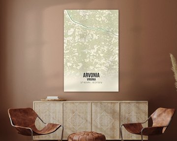 Carte d'époque d'Arvonia (Virginie), USA. sur Rezona